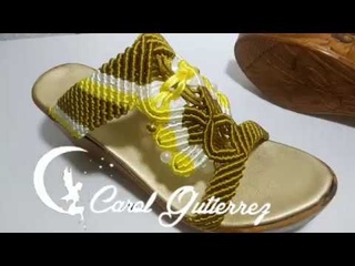 Sandalia Dorada Tejida en Macrame coleccin #CarolGutierrez