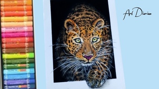 Easy! Leopard Drawing with Oil Pastels for Beginners - Step by Step  No Clickbait