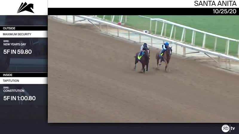 Maximum Security Outside and Tapitution worked 5 Furlongs santaanitapark on October 24th, 2020, for trainer