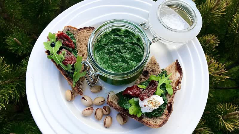 Nettle Pesto Bruschetta and pasta with nettle