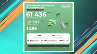 За очередные сутки в регионе зарегистрировали 345 положительных тестов на COVID-19