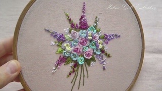 Dimensional Embroidery - 3D Bouquet of flowers - Very easy stitches  top embroidery
