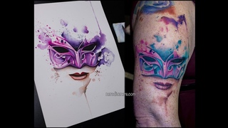 tattoo watercolor : venetian mask - inkjecta flite nano titan