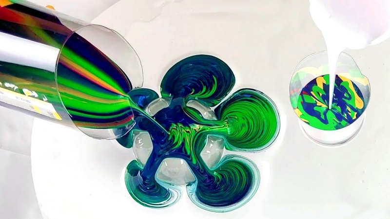Double BOTTLE BOTTOM Waterfall Pour Technique with Fluid Acrylic