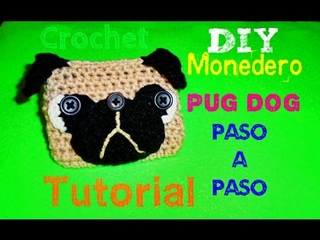 Pug Dog - Monedero TEJIDO !!!! - Pug Dog Coin Purse CROCHET