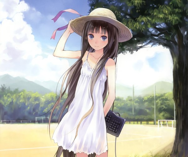 Anime outdoor woman brunette