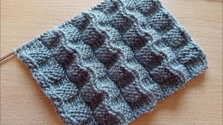 Двухсторонний обьемный 3D узор спицами + схема. Knitting voluminous double sides 3D pattern + scheme