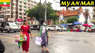 🇲🇲 A good walk from Downtown to Chinatown Yangon - Myanmar street life