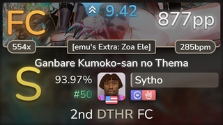 9.4 Sytho | Watashi - Ganbare Kumoko-san no Thema emu's Extra +DTHR % (#50 877pp FC) - osu!